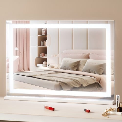 Hollywood Schminkspiegel, Kosmetikspiegel Mit 3 Farbbeleuchtungsmodi, Schminkspiegel Mit Leds, 5-fache Vergrößerung, Usb-anschluss, Smart-touch-steuerung, Wandmontage Auf Schreibtisch, 797x547mm