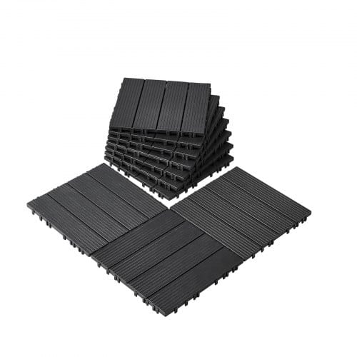 Terrassenfliesen, 10er-set, Balkonfliesen 30 X 30 Cm, Klickfliesen, Wasserdichter Kunststoff-bodenbelag Für Den Außenbereich, Terrassenbodenbelag Für Veranda, Pool, Balkon, Hinterhof, Dunkelgrau