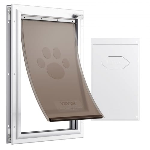 Vevor Haustierklappe Hundeklappe Aus Aluminiumrahmen Mit Schloss & Klappensystem 210 X 303 Mm, Wetterfeste Hundeklappe Haustiertüre Geeignet Für Katzen Hunde Kätzchen (weiß-s) Einfache Montage
