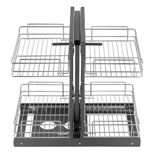 Küchenschrank-organizer Mit 2 Ebenen & 4 Ablagen, Aufbewahrungskorb Aus Verchromtem Karbonstahl, Aufbewahrungs-organizer, Links Und Rechts Zu Öffnen, Min. Türöffnungsbreite 38 Cm