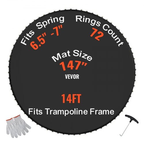 Vevor Ersatz-trampolinmatte Sprungmatte Universell Für Rundes 426 Cm Trampolin, Verstärkte Uv-beständige Matte Mit Federwerkzeug & Langlebigen V-ringen, Passend Für Federlängen Von 16,5 Bis 17,8 Cm