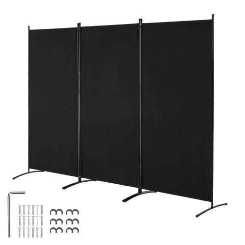 Raumteiler 3 Paneele Raumteiler 260 X 184 X 52 Cm, Faltbarer Sichtschutz & Tragbarer Trennwandteiler Zur Raumtrennung, Freistehende Raumteiler Für Büro Schlafzimmer Arbeitszimmer, Schwarz