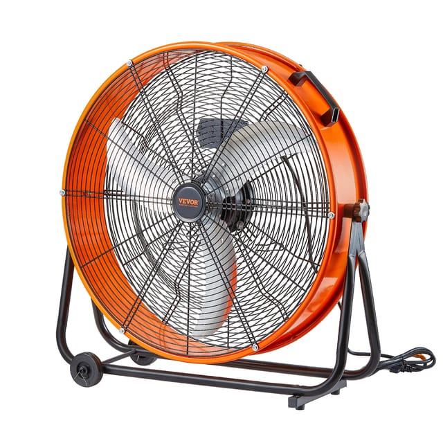 Vevor Trommelventilator, 24 Zoll Bodenventilator, Industrieventilator Mit 3 Gänge, 8600 Cfm, 360° Verstellbarer, Windmaschine, Hallenlüfter Trommelgebläse Für Lager, Werkstatt, Fabrik, Keller
