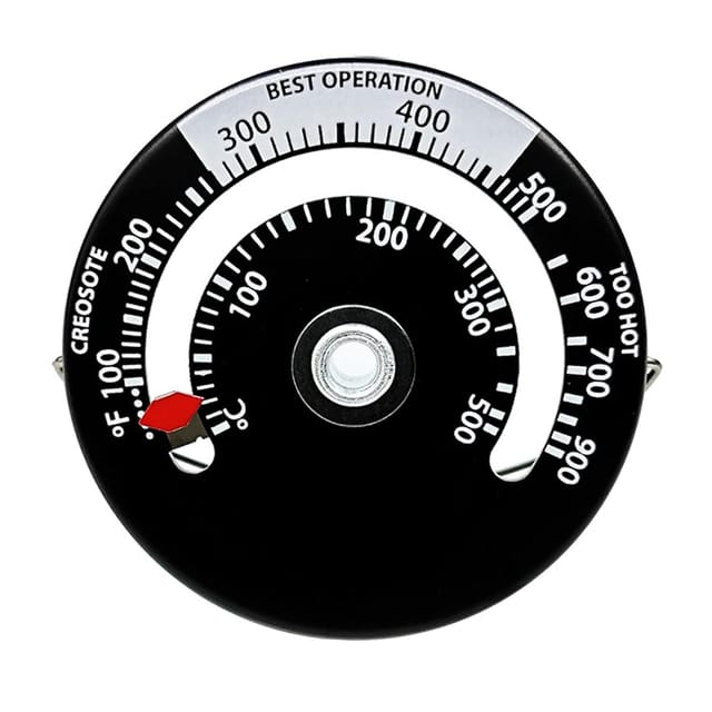 Thermomètre De Poêle Magnétique Thermomètre De Tuyau De Poêle À Feu Pour Le Compteur De Température Accessoires De Cheminée Pour Tuyau De Cheminée En Bois Rond Four (noir) - Lntyq