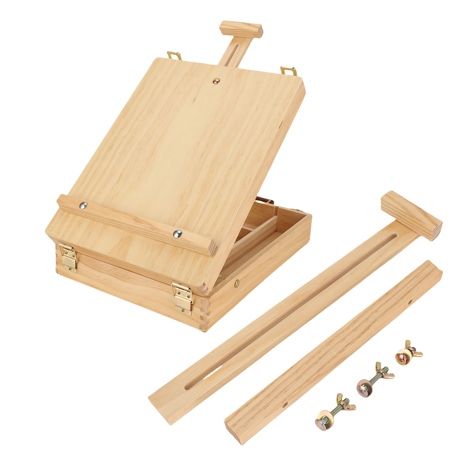 Tischstaffelei, Holzrahmen, Gummifüße, Tragbarer Zeichenkasten, Ideal Für Schüler Und Künstler.