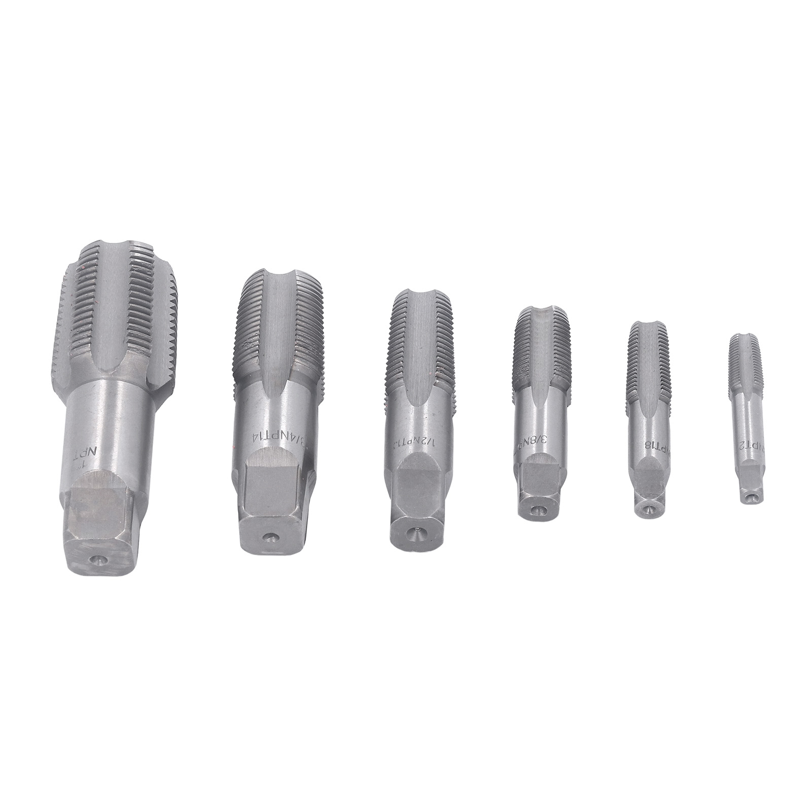 Satz Mit 6 Npt-gewindebohrern Für 1 Zoll, 3/4 Zoll, 1/2 Zoll, 3/8 Zoll, 1/4 Zoll Und 1/8 Zoll Rohre, Aus Kohlenstoffstahl, Zum Gewindeschneiden Von Pvc-rohren.