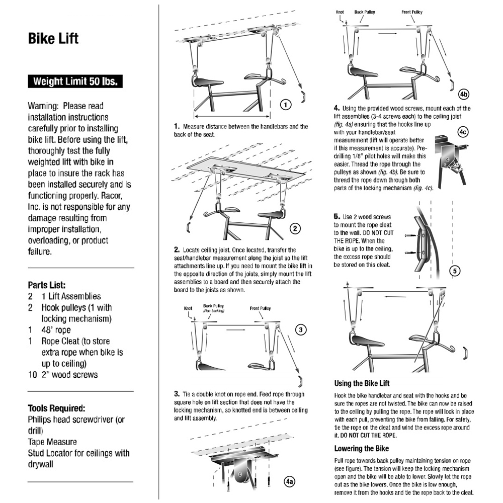 Fahrradlift Für Die Garage, Flaschenzugsystem Mit 60 Kg Tragkraft, Stabile Obere Ablage, Deckenhalterung.