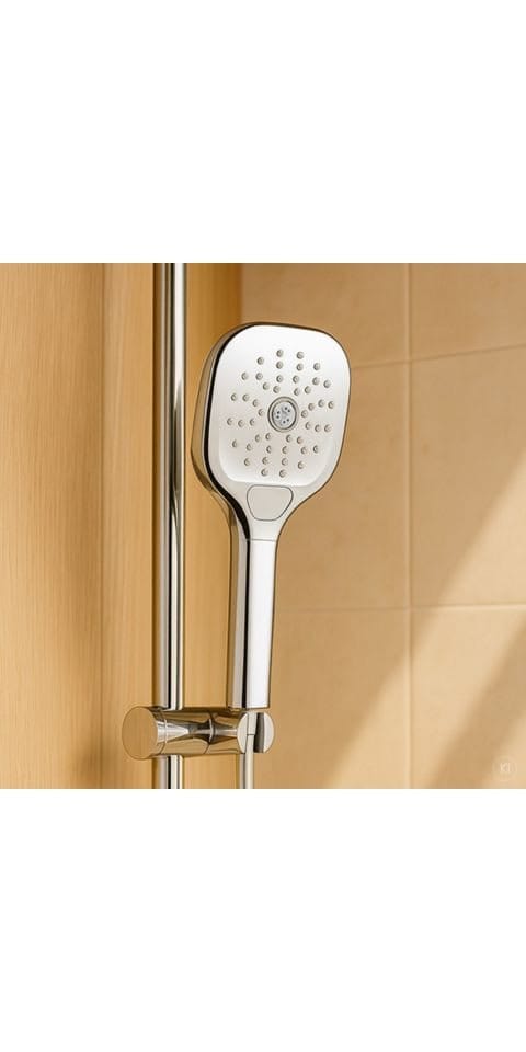 Aquacraft - 120 Handbrause 120 mm eckig Duschkopf mit 3 Strahlarten: Regen, Massage & Swirl Spray Wassersparend 6 L/min Chrom Brausekopf Easy Clean