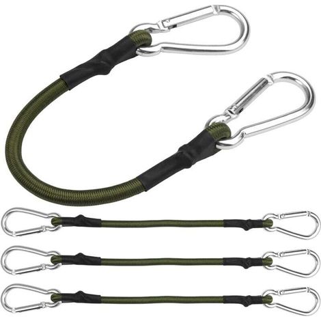 Aiperq 4er-pack Elastische Bungee-seile Mit Karabinern, 30 Cm Elastisches Seil Mit Karabiner, Elastisches Gepäckseil, Robuste Elastische Gurte Mit Haken Für Camping, Planen, Zelte, Gepäck Usw.