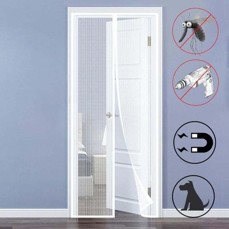 Magnetisches Fenster-moskitonetz 110 X 210 Cm, Fliegengitter-türvorhang, Maßgefertigt, Kein Bohren Erforderlich, Für Innen-/terrassen-/schiebetüren, Weiß - Rapanda