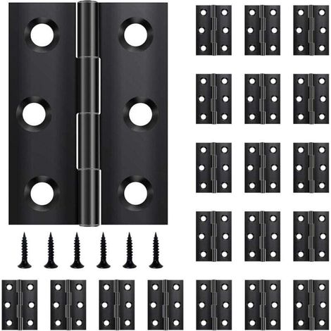 Packung Mit 20 Schwarzen Klavierbändern Aus Edelstahl 44x31 Mm Für Türen, Fenster Und Schränke Inklusive Schrauben