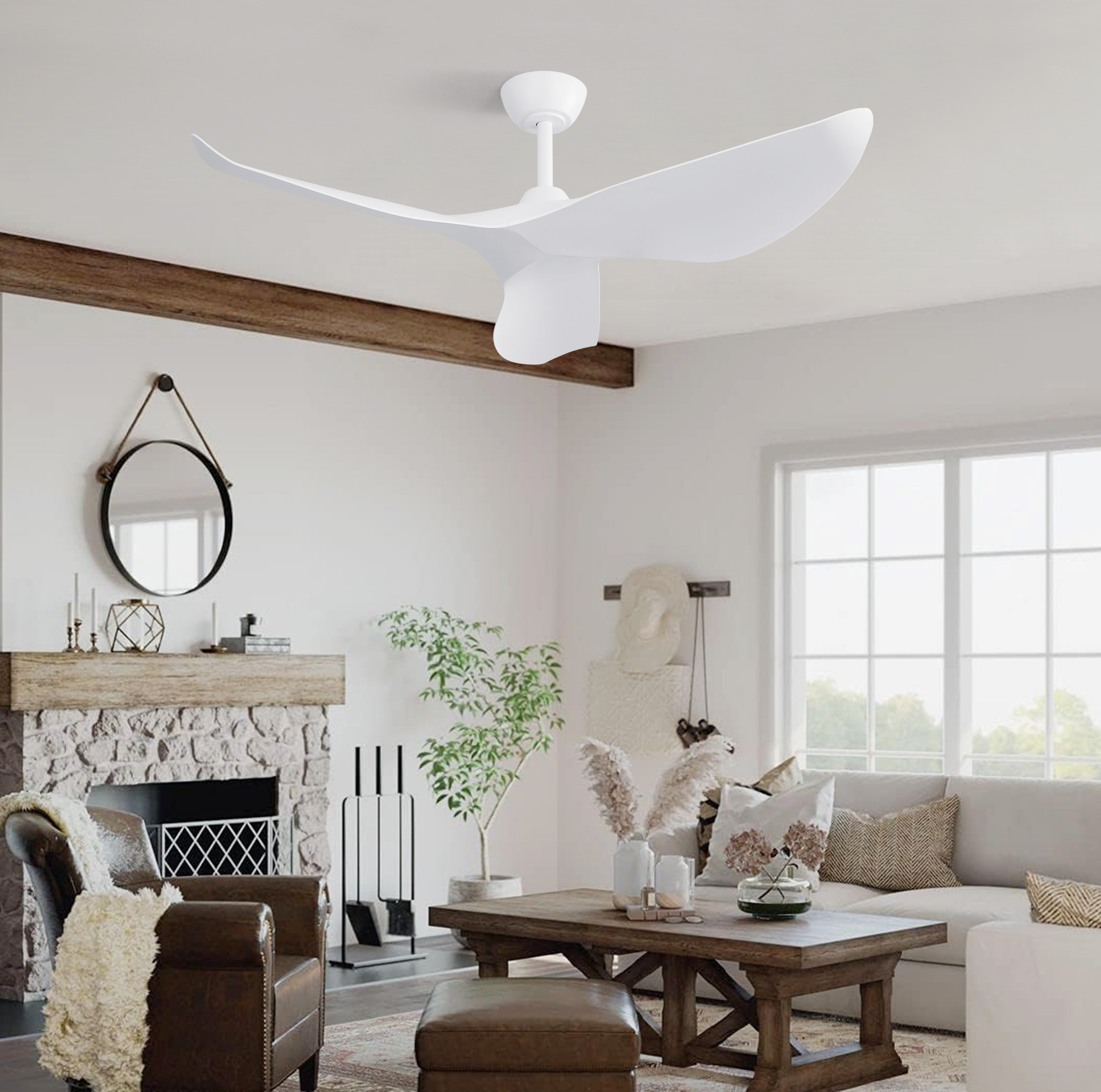 Deckenventilator 96 Cm Weiß Aus Abs Mit Reversiblen Flügeln, Dc-motor Und Fernbedienung