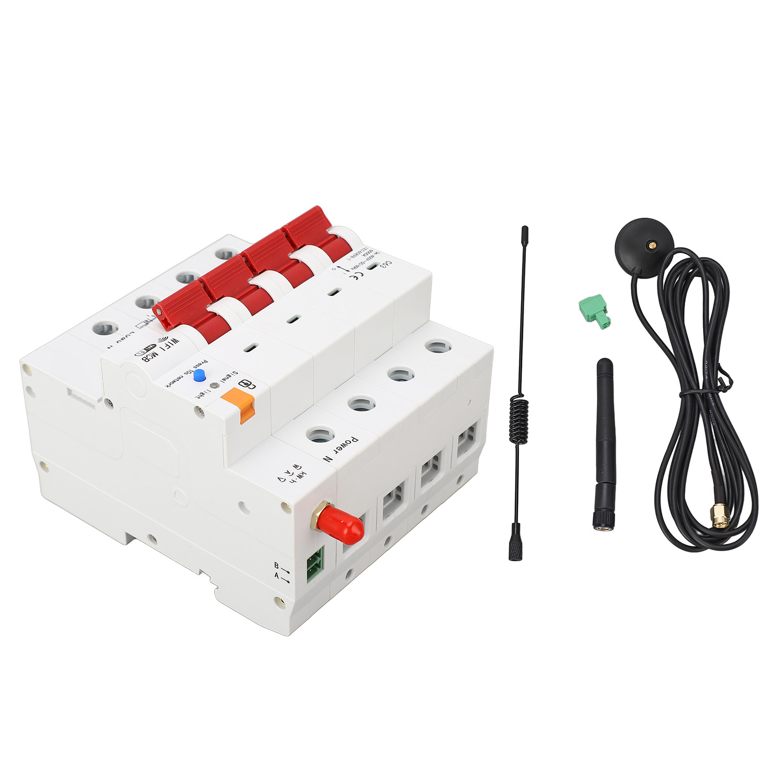 Vierpoliger Wlan-leistungsschalter Mit Fehlerstromschutzschalter, Stromzählerschalter Mit Fernbedienung, 400 V Ac, 50/60 Hz, 63 A