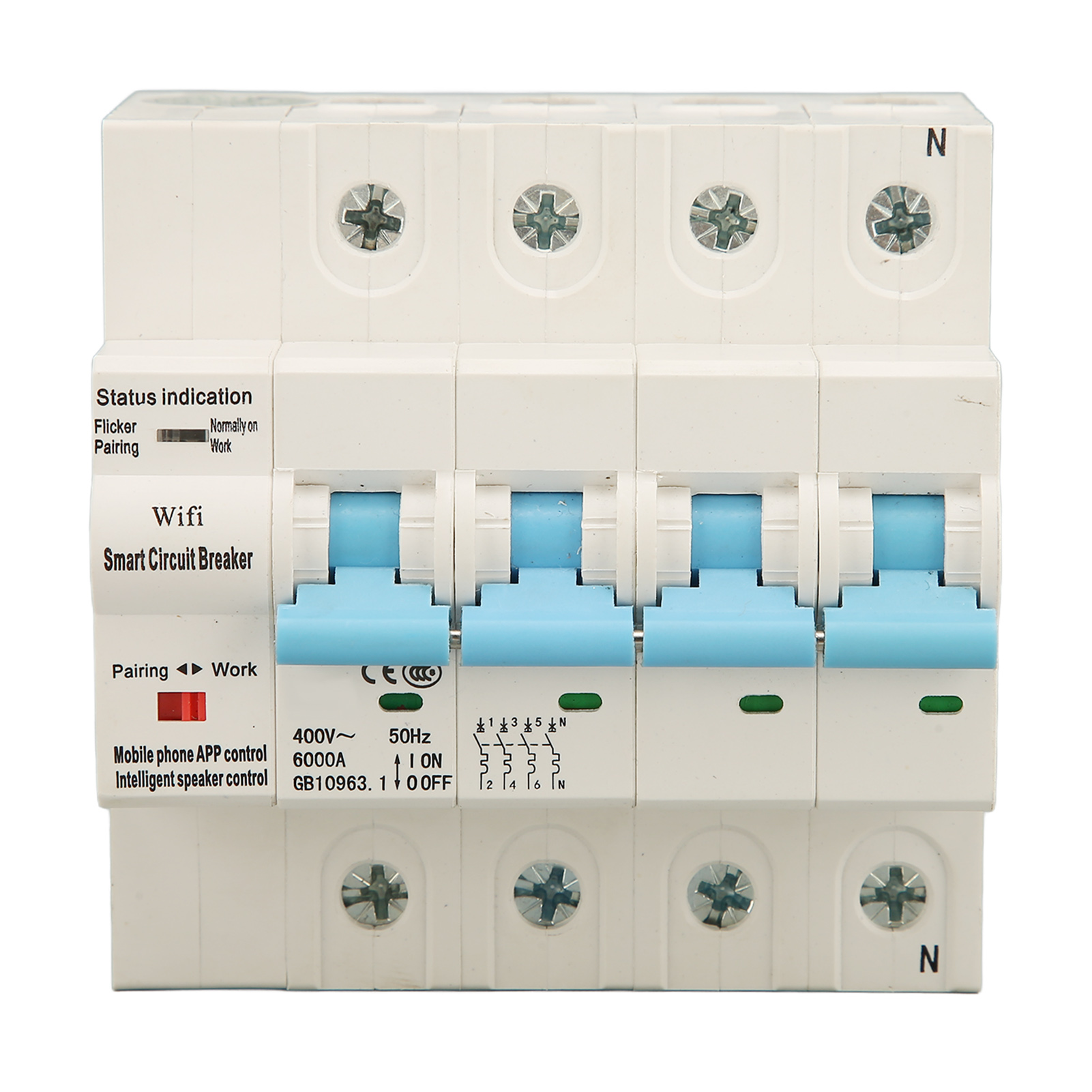 Wlan-leistungsschalter Für Din-schienenmontage, Fehlerstromschutz, Pneumatischer Schalter Für Wohn-/schlafzimmer, 4-polig, 400 V Ac, 32 A