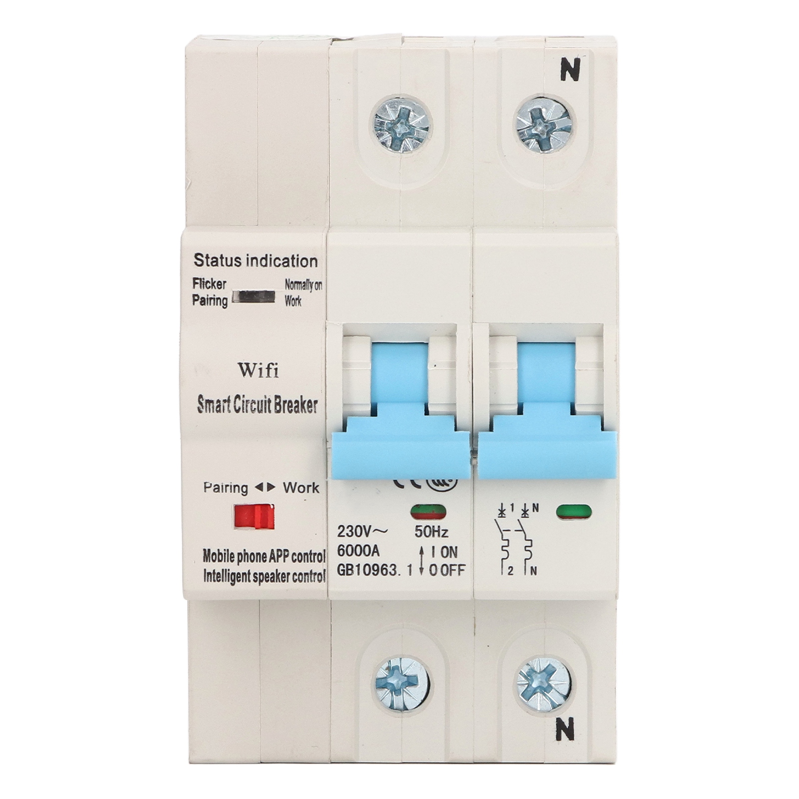 Intelligenter Zweipoliger Wlan-leistungsschalter Für Din-schienenmontage Mit Fernbedienung Und Zeitverzögerung, 230 V Ac, 32 A