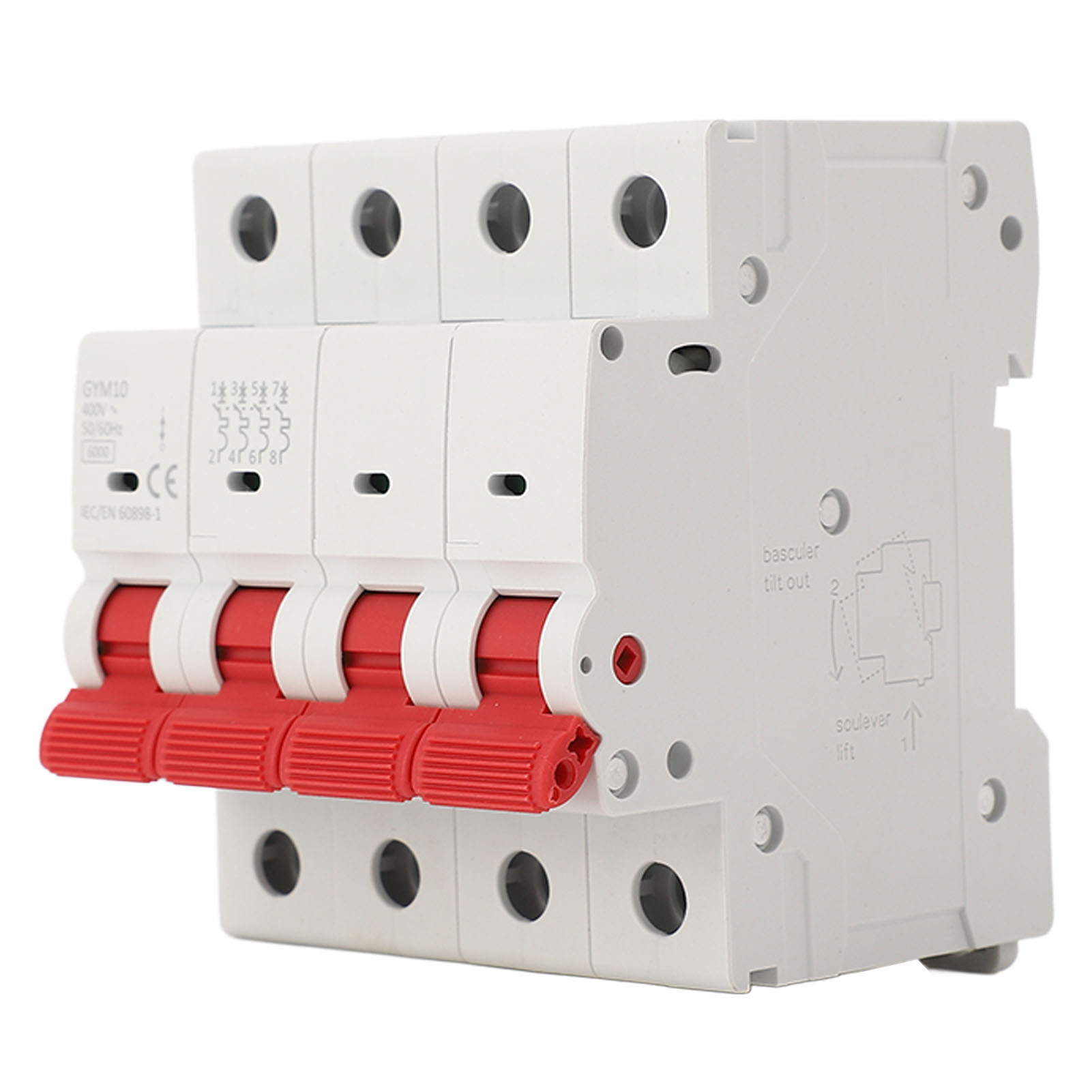 Miniatur-4-poliger Leitungsschutzschalter, Kleiner Pneumatischer Schalter Für Elektrische Geräte, 400 V, Gym10, 6 Ka, 25 A