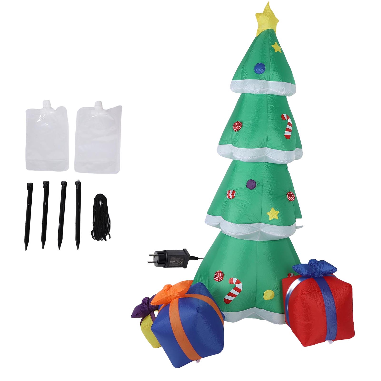 Aufblasbarer 2,1 M Hoher Weihnachtsbaum Für Den Außenbereich, Gartendekoration Mit Led-beleuchtung, Ideal Für Weihnachtsfeiern, Terrassen Und Rasenflächen. 220–240 V, Europäischer Stecker.