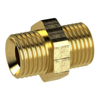 FP - Doppelnippel, Messing ag G1/8 x G1/8, sw 14mm riegler