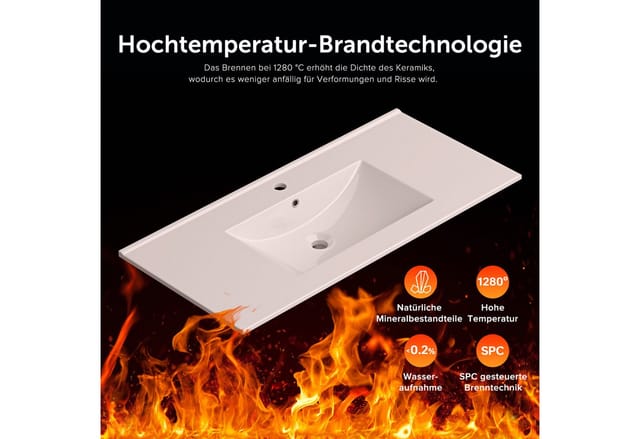 Doporro - Waschbecken Einbauwaschbecken 61x47x18cm Weiß aus Keramik inkl. Nano-Beschichtung Rechteckig Brüssel912