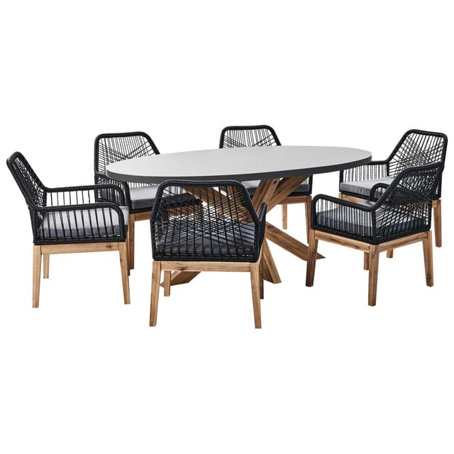Gartenmöbel Set 6-Sitzer ORISTANO inkl. Kissen Beton Schwarz