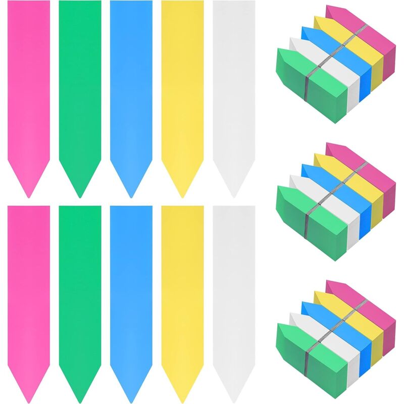 500er-Pack mehrfarbige Gemüsegarten-Etiketten aus Kunststoff – 10 x 2 cm – Gemüsegarten-Schild/wasserdichtes Gartenetikett in 5 Farben für