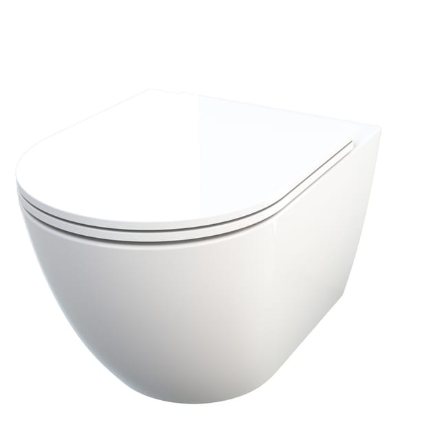 Primaster Wand WC spülrandlos Cerma Tiefspüler weiß inkl. WC Sitz