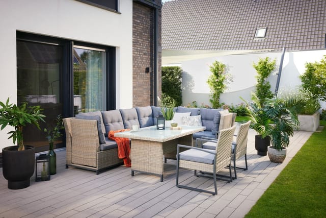 Gartenmöbel-Set Rattan/Aluminium Gartenlounge Sitzgruppe für 7 Pers - Primaster