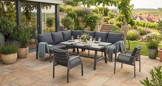 Gartenmöbel-Set Girona 8 Personen Lounge Set Alu anthrazit Sitzgruppe - Primaster