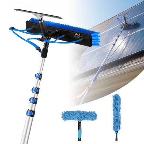 2-in-1 Teleskop Waschbürste Für Solarpanel, Photovoltaik Reiniger Set Mit 1,8-7,9m Alu-teleskop 20m Wasseranschluss Abzieher Seifenspender, Reinigungsbürste Für Solaranlage Fenster Terrassendach