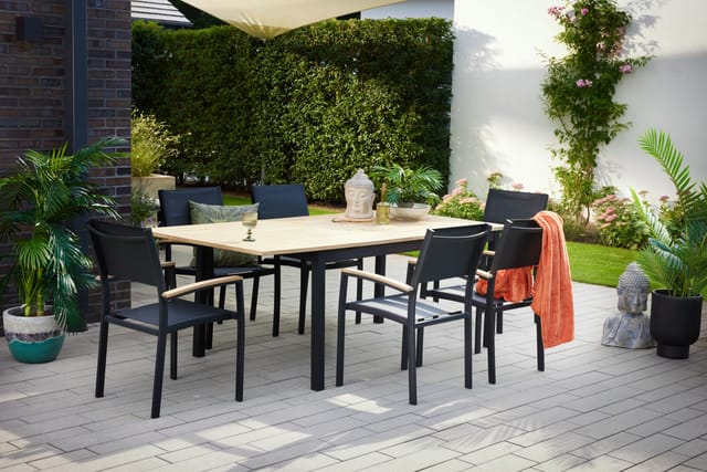 Garten-Essgruppe Atrani 6 Personen mit ausziehbarem Tisch Essplatz Set - Primaster