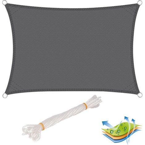 – Rechteckiges 3x4 M Polyester-sonnensegel, Uv-schutz 50+, Reißfest, Mit 4 X 1,5 M Befestigungsschnüren