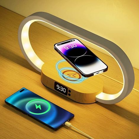 Dimmbare Led-touch-nachttischlampe Mit 3 Farben – Kabelloses Ladegerät + Usb-anschluss – Blendfreies Panel Für Optimalen Sehkomfort