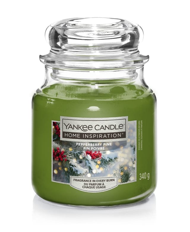 Yankee Candle - Duftkerze Mittleres Glas Pepperberry Pine 340 g, grün Duftkerze
