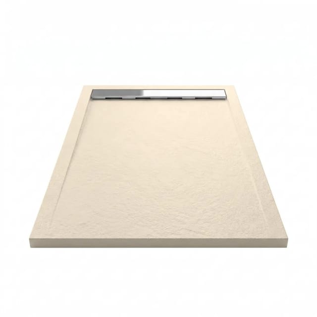 Mineralguss-Duschwanne extra flach ribera Schieferoptik beige 90x150cm