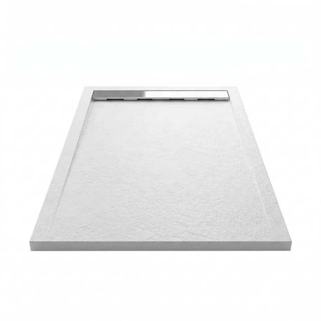 Mineralguss-Duschwanne extra flach ribera Schieferoptik WEIß 80x120cm