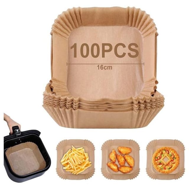 [neuwertig] Heißluftfritteusenpapier, 100 Stück 16 Cm Heißluftfritteusenpapier-einlagen, Einweg-antihaft-pergamentpapier, Ölfreies Heißluftfritteusen-zubehör Für 3–4,5 L Heißluftfritteusen