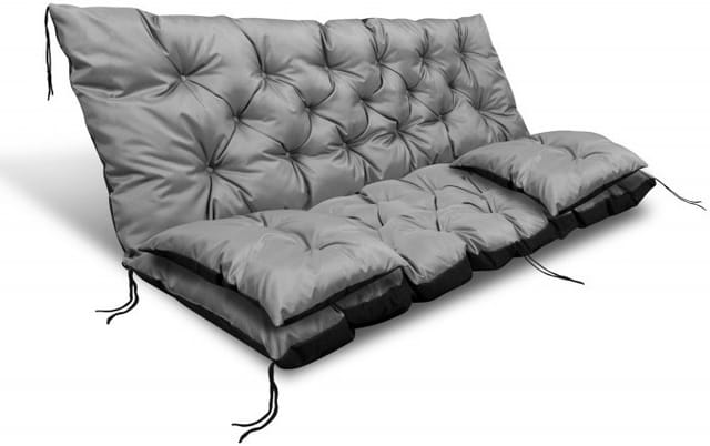 Gartenkissen 180x60x50 cm + 2 Kissen für eine Schaukelbank, wasserdicht, grau