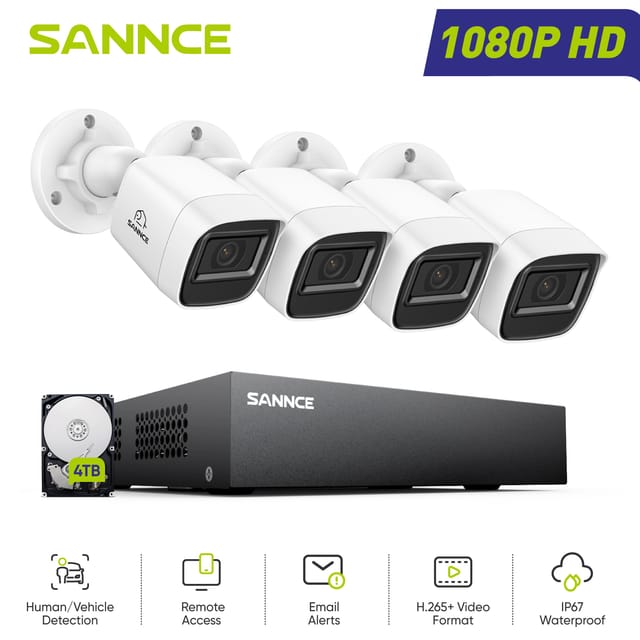 8ch 1080p Überwachungskamera Aussen Set Dvr,4x2mp Bullet Kameras Sicherheitskamerasystem Bewegungserkennung Fernzugriff,4tb - Sannce