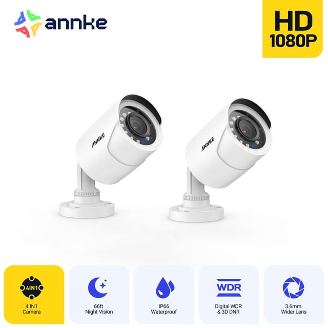 2mp Ahd/tvi/cvi/cvbs Bullet Überwachungskamera, 4-in-1 Außenkamera Kabel,nachtsicht Analoge Überwachungskamera Außenbereich,2pcs - Annke