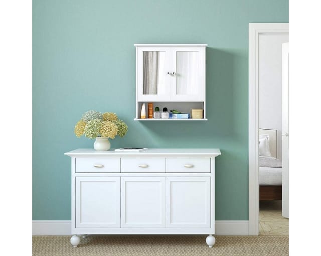 Spiegelschrank Badezimmer, Badschrank mit Spiegel, Badezimmerschrank weiss, Badezimmerspiegel mit Ablage, Haengeschrank Badmoebel,