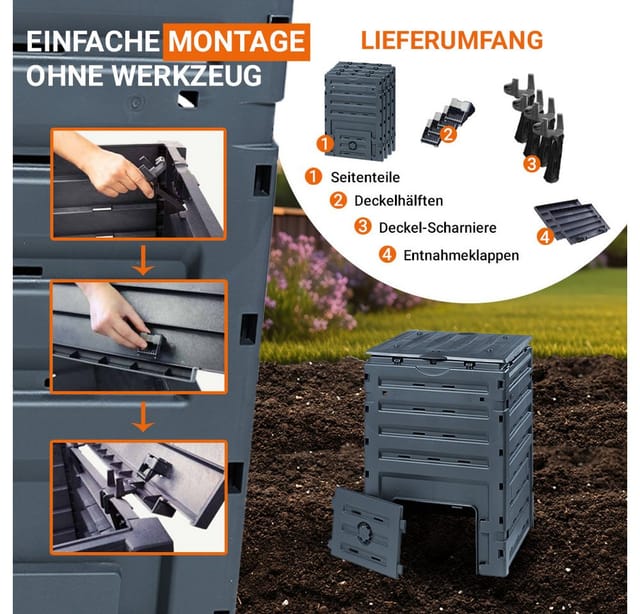 GARANTIA ECO-MASTER Kunststoff-Komposter 300 Liter schwarz