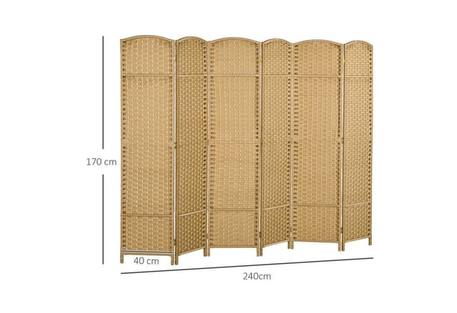 Paravent 6-teilig 240 x 170 cm Raumteiler Faltbar Trennwand aus Bambus, Sichtschutz Raumtrenner Stellwand für Wohnzimmer Natur - Homcom
