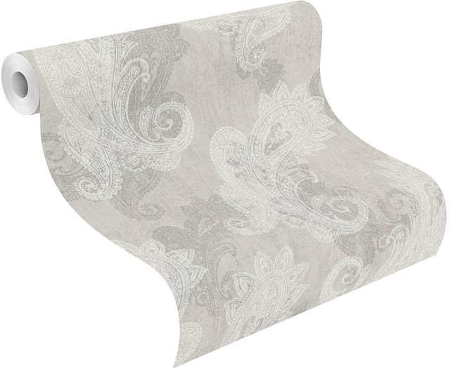 Vliestapete 746426 Tapete Barock 53 x 1005 cm Rasch Indian Style Grau Weiß