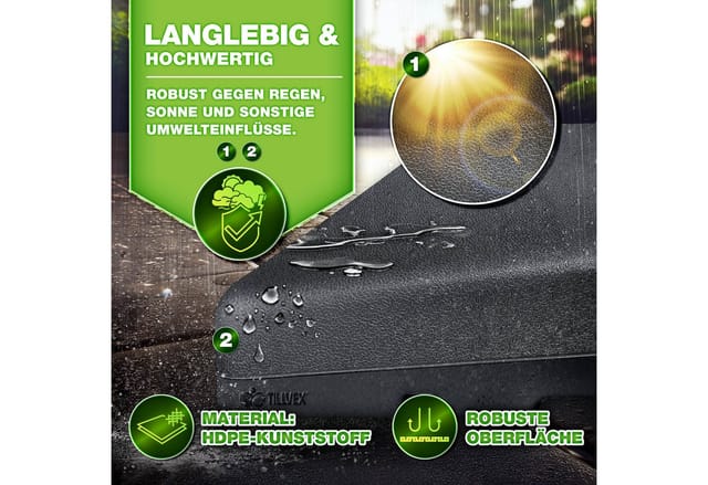 tillvex® Sonnenschirmständer Anthrazit 90 Liter / 120 kg – 4-teilig für Ampelschirm inkl. Metallverbinder Schirmgewicht befüllbar mit Wasser oder