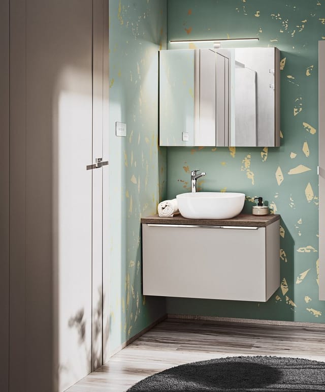 Fun Moebel - Badmöbel Set 2-tlg Badezimmerset akan Taupe Spiegelschrank 80cm ohne Waschtisch