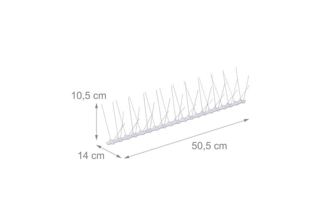 Relaxdays - Vogelabwehr Spikes, 10er Set, hbt: 10,5 x 50 x 14 cm, Taubenabwehr Balkon & Dach, 4-reihig, Edelstahl, silber