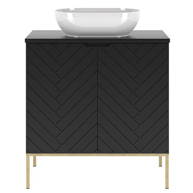 Lomadox - Waschtisch 80 cm breit in schwarz matt mit gefrästen Fronten ANGERA-140