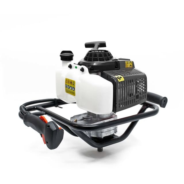 Wiltec - Erdlochbohrer 2,2kW 3 ps 63 ccm Benzinmotor, Erdbohrer mit 2 Takt Motor, Pfahlbohrer Motorerdbohrer für saubere Bohrungen