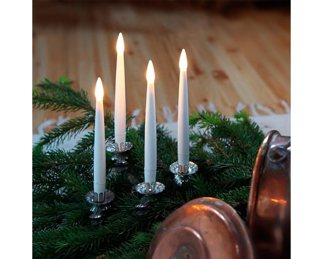 LED-Leuchtkerzen lang, 4teilig, flackernd
