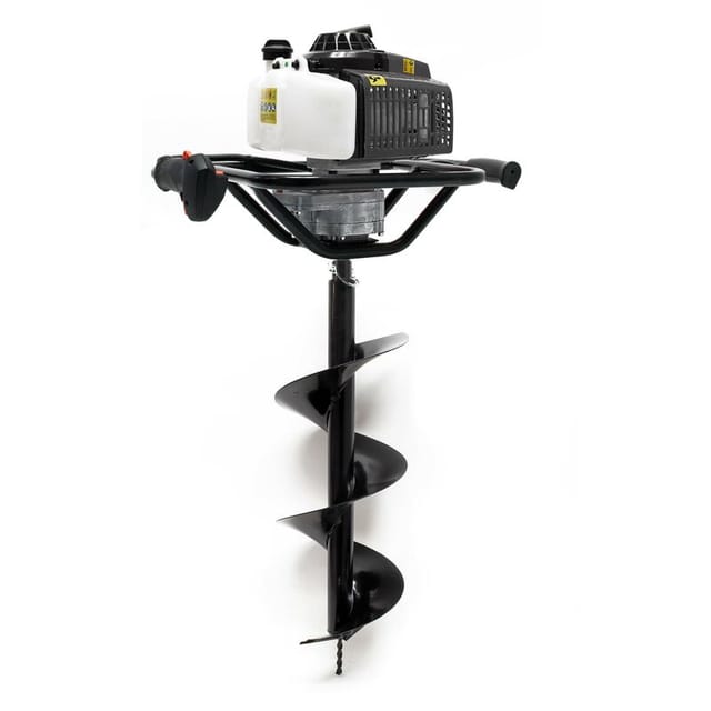 Set Erdlochbohrer 2,2 kW 63 ccm und 300 mm Bohrschnecke, Erdbohrer mit 2 Takt Benzinmotor, Pfahlbohrer Motorerdbohrer für saubere Bohrungen - Wiltec